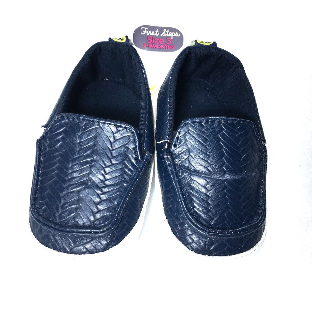 NWT First Steps 6M - 9M Baby Shoes Boys Moccasins Loafers 3 Navy Blue Toddler
